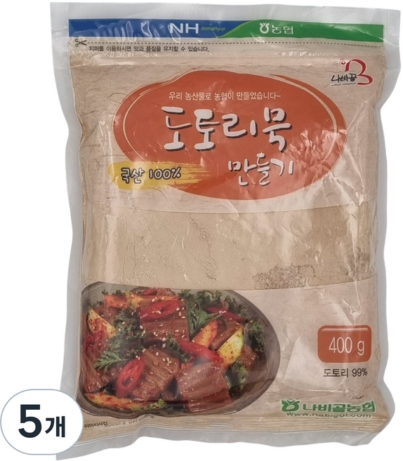 농협 함평 나비골농협 도토리묵 가루, 400g, 5개