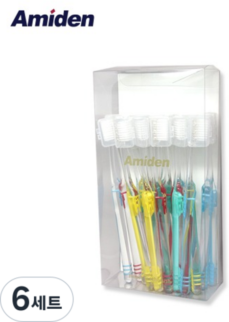 [치과전용-실속팩] 아미덴 고급 성인칫솔 프라임 이중슬림모 학생 성인 추천, 20개입, 6세트