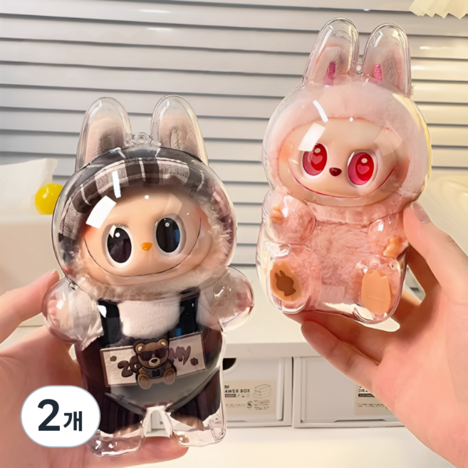 팝마트 라부부 전용 인형 케이스 커버 보관 보호 투명 1세대 2세대 3세대 호환, 2개