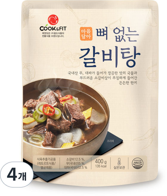 [국내산채소] 팔도식품 30년 뼈없는 갈비탕 왕 소갈비탕 상온보관, 400g, 4개