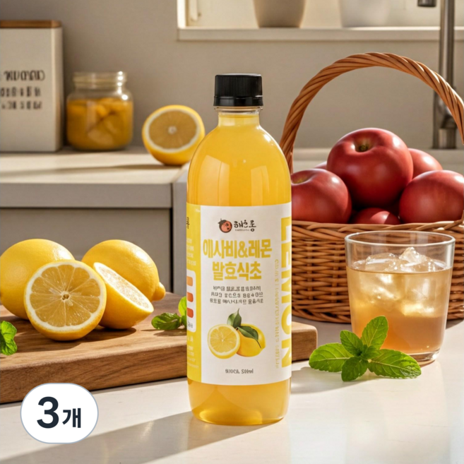 해초롱 레몬사과 천연발효 식초 500ml, 3개