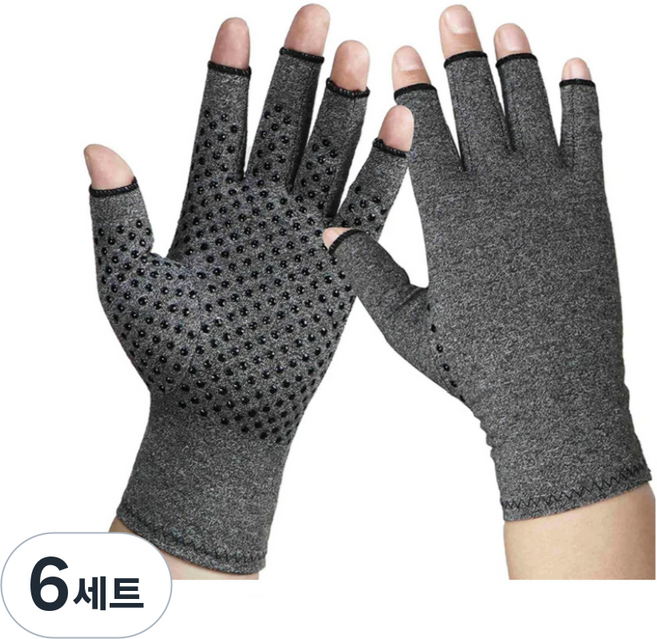 손 관절 보호 압박 반장갑 도트 손가락 손목 오픈 핑거 보호대, 6세트
