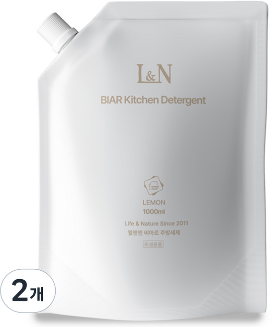 L&N 비아르 주방세제 리필, 2개, 1000ml