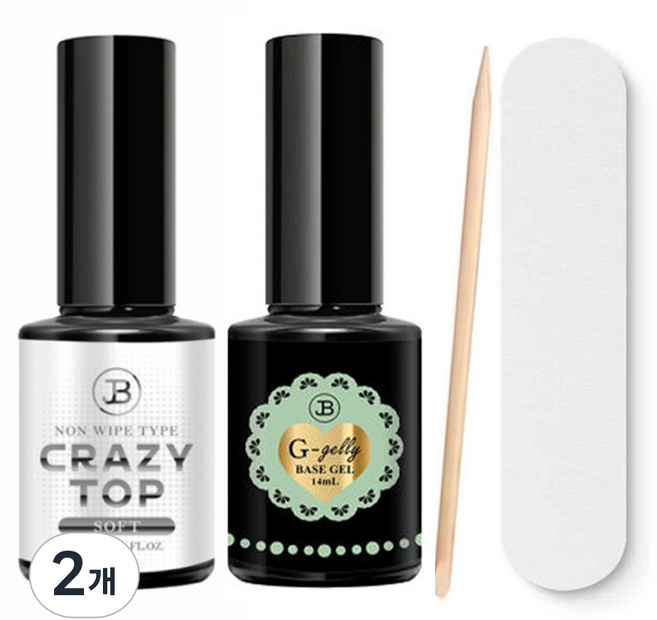 그라시아 진비 지젤리 베이스젤+소프트탑젤+우드스틱화일세트, 투명, 2개, 14ml