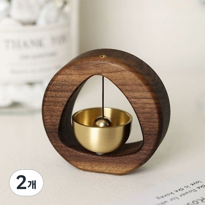 미니 싱잉볼 쉼소리 명상종 크리스탈 휴대용 싱잉볼 명상벨 심신안정 차크라 씽잉볼, 월넛 브라운, 2개