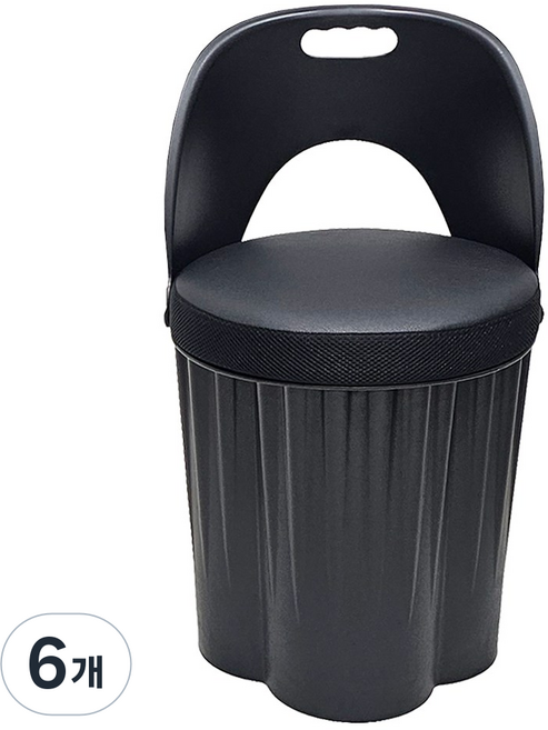 천하퍼니처 국내생산 수납 스툴의자 고깃집 옷보관 깡통의자 바디 블랙, 블랙/블랙, 6개