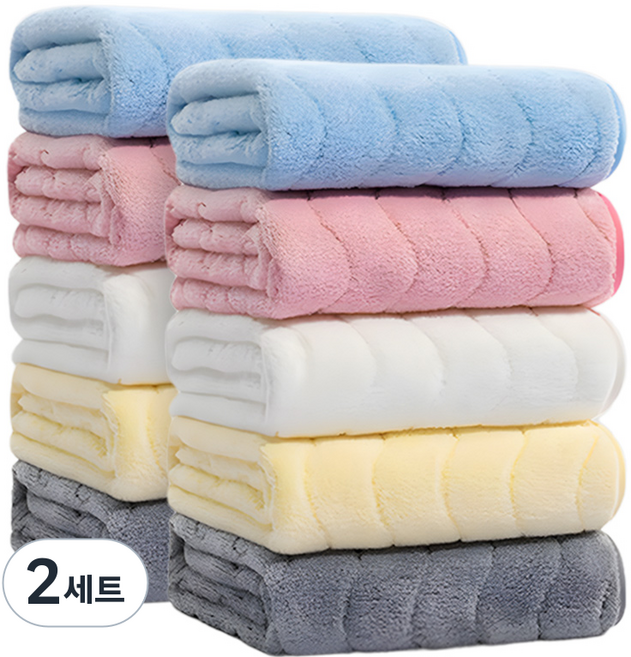 Ahomeone 호텔수건 극세사 수건 먼지 없는 수건 5P 프리미엄 극세사 타올, 5컬러, 2세트