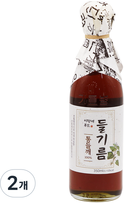이장네 저온압착 참 고소한 통들기름100퍼센트_, 2개, 350ml