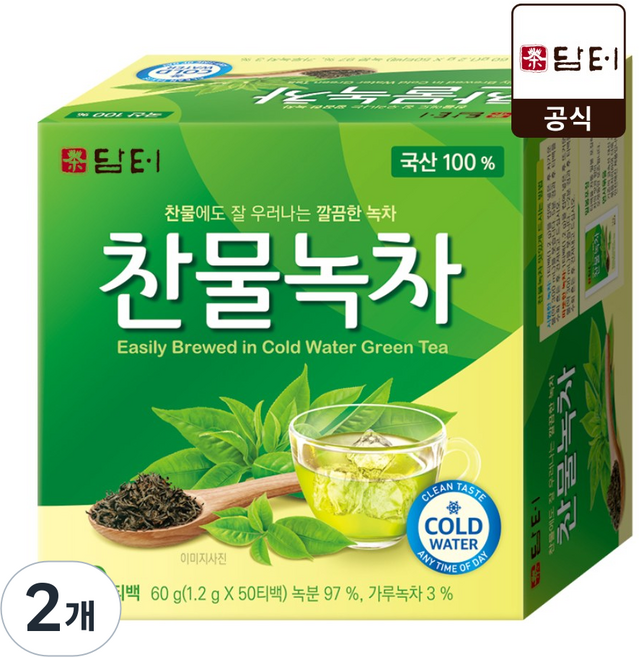 담터 찬물녹차, 2개, 50개입, 1.2g
