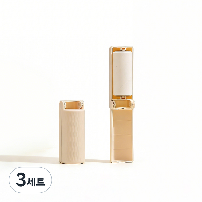 휴대용 접이식 미니 털제거기 (의류/애완동물 털 먼지 청소) 롤러 타입 + 리필 2개 추가 증정, 3세트