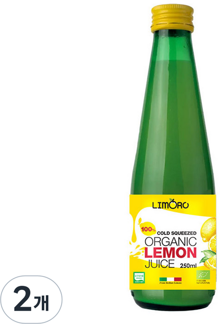 리모로 콜드 스퀴즈드 유기농 레몬 착즙 주스, 2개, 250ml