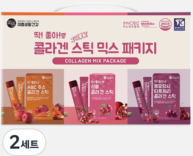 딱좋아 콜라겐 젤리스틱 믹스 패키지 (석류15+타트체리15+ABC15), 900g, 2세트 - 쿠팡
