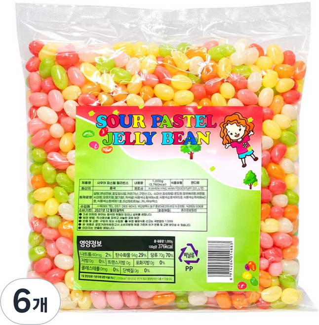 사우어 파스텔 젤리빈, 6개, 1kg