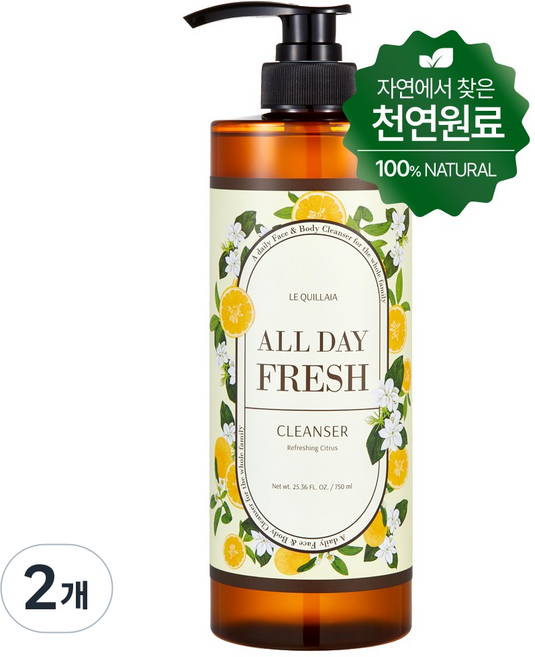 [홈쇼핑완판템] 르퀼라야 자연유래 약산성 올데이 프래쉬 바디클렌저 바디워시 천연바디워시 플로럴, 2개, 750ml