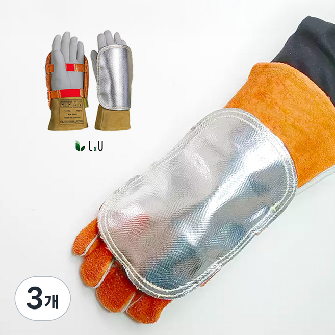 [LXU] 최신형 코팅 소가죽 방열 내열 용접 손등보호대 용접장갑, 3개, 실버
