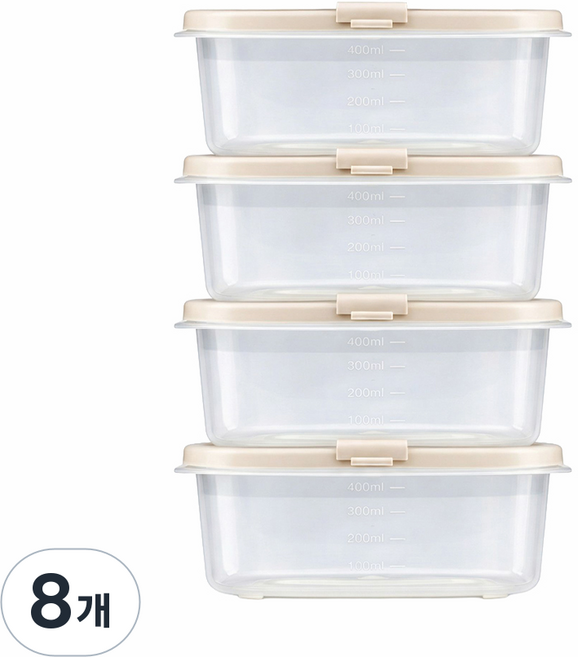 DAMDA 담다톡 전자레인지 보관용기 냉동밥, 8개, 직사각1호(450ml)