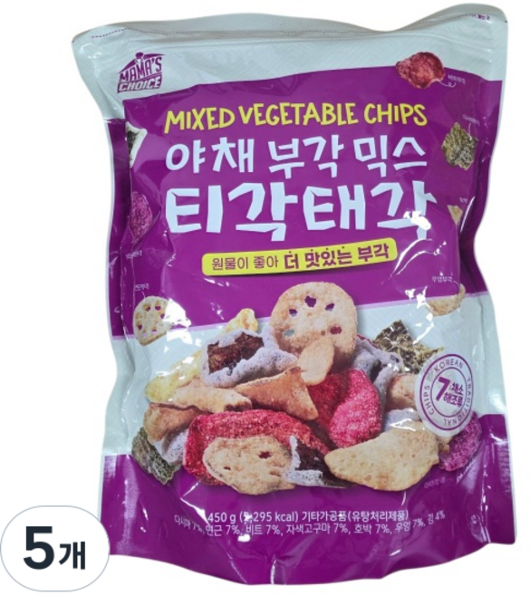 마마스초이스 대용량 마른안주 건강간식 야채부각 티각태각 450g, 5개