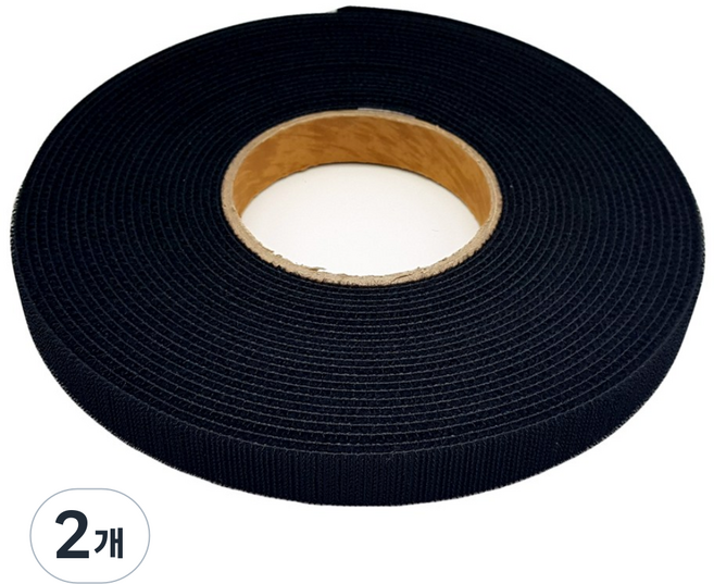 케이엘컴퍼니 폭 2cm 전선정리 양면벨크로 케이블타이형 찍찍이타이 검정색 10미터, 2개