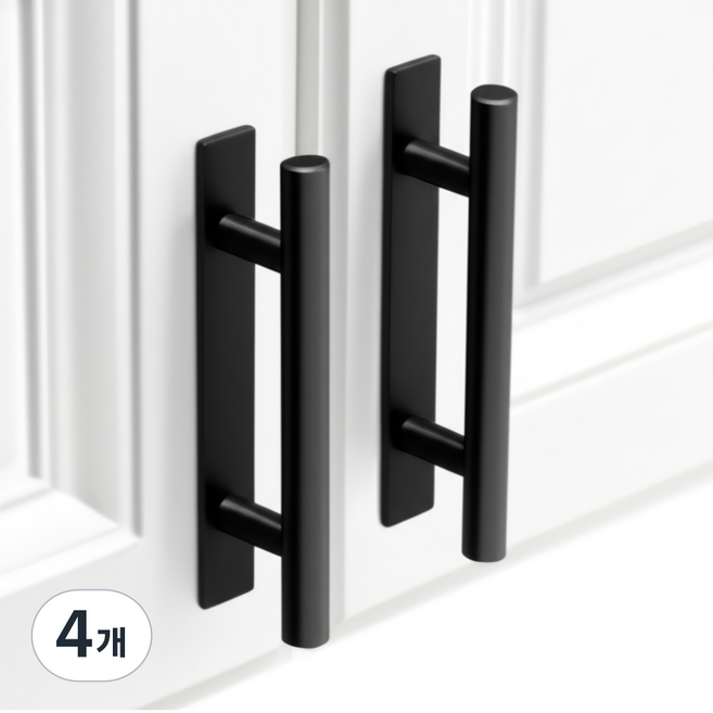 PPFM 올스텐 무타공 손잡이 강력 접착 문고리, 블랙, 4개
