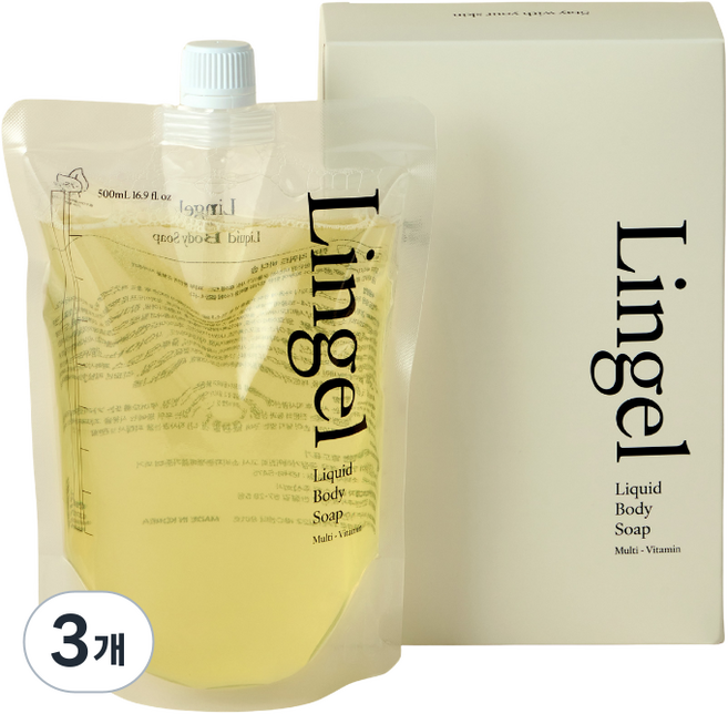 린겔 약산성 레몬퍼퓸 바디워시 [리필] 비타민테라피 바디클렌저 비건 샤워젤, 3개, 500ml