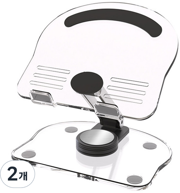 클리어 플랫 태블릿 거치대 360도 회전 각도조절 접이식 아이패드 갤럭시탭 호환, 4. 클리어플랫 태블릿 거치대-블랙, 2개