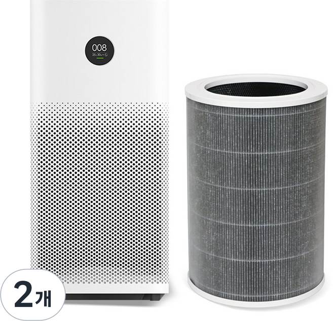 샤오미 공기청정기 호환 필터 M8R-FLH 미에어 2 2S 2H PRO 3 3C 3H, 2개, 미에어 그레이