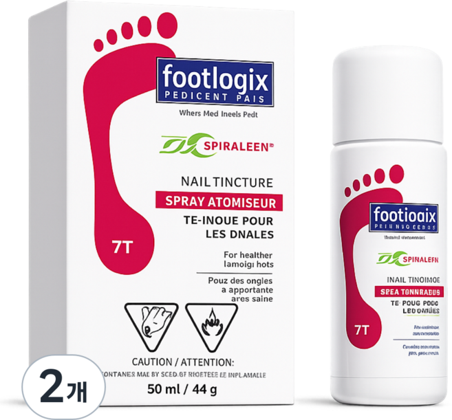 풋로직스 스피랄린 문제성 발톱 손톱 영양제 강화제 오일 스프레이 50mL, 2개, 1개입