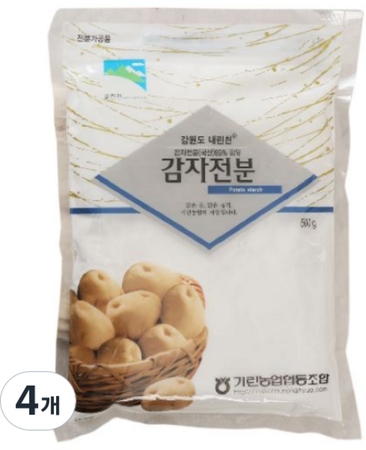 농협 강원도 인제 100% 국산 감자전분 최상급, 4개, 500g