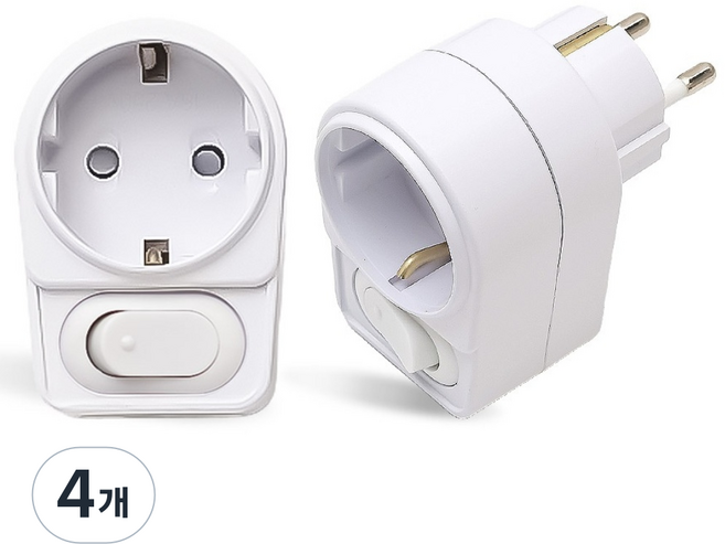 절전형 LED L자 멀티탭 1구 어댑터, 4개, 5cm