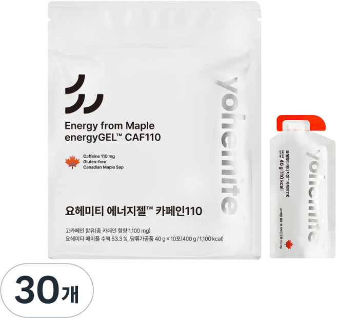 요헤미티 에너지젤 카페인110, 30개, 40g