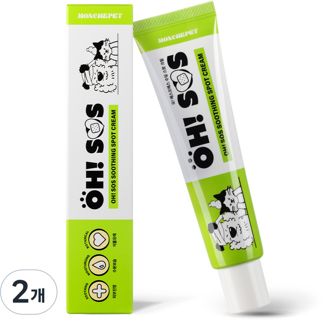 (가려움증+붉은기)몽셰펫 반려동물 진정 보습 피부연고 발사탕 곰팡이 습진 귀염증 발바닥갈라짐, 2개, 50ml
