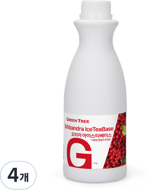 그린트리 오미자 아이스티 베이스 1.2kg, 4개