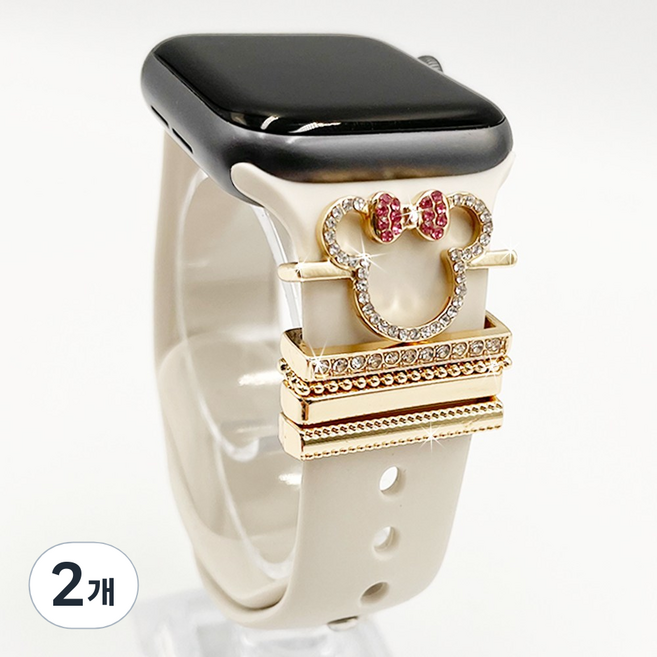 애플워치 갤럭시워치 호환 리본베어 라인 스트랩링 컬렉션 밴드 액세서리 파츠 장식 참, 리본베어 라인 스트랩링 컬렉션-골드, 2개