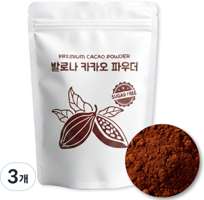 발로나 무가당 코코아파우더 무설탕 카카오파우더, 350g, 3개, 1개입