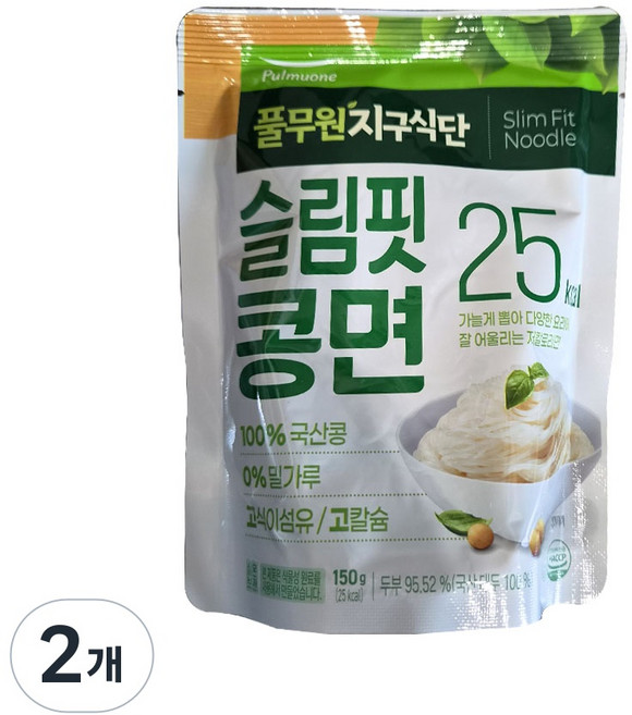 풀무원 지구식단 슬림핏 콩면 100%국산콩, 150g, 2개