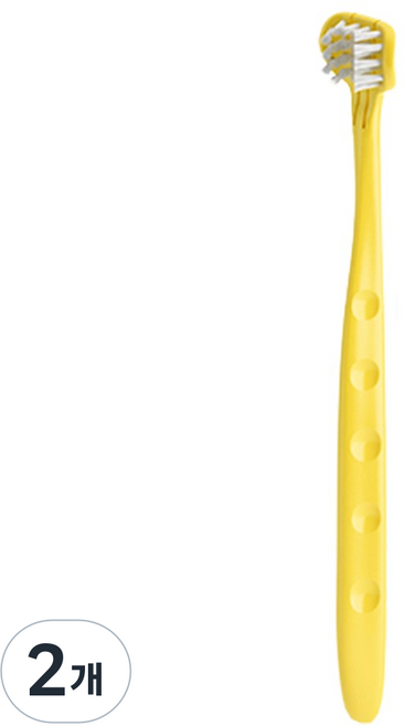 엠디비 유아용 3D 칫솔 / 혀클리너 겸용, 옐로우, 2개, 1개입