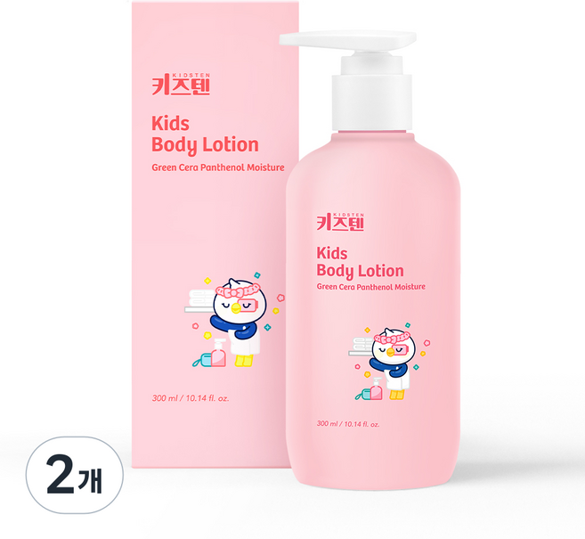 키즈텐 아기 유아 어린이 키즈 초등학생 순한 목욕 천연 고보습 바디 로션, 2개, 300ml