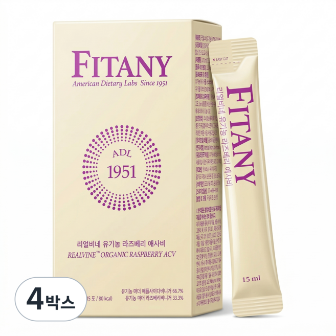 [FITANY] 피타니 리얼비네 유기농 라즈베리 애플사이다비니거 라즈베리비니거, 4박스, 225ml