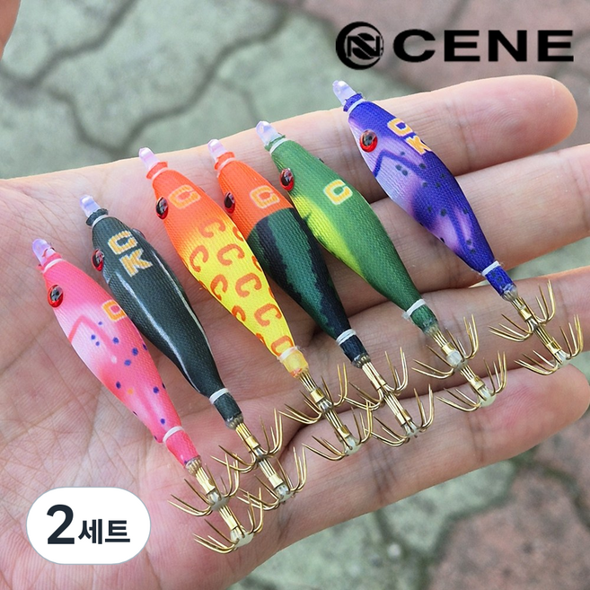 세네 옵빠이슷테 땅꼬마 미니 한치에기 호래기 이카메탈 다단 에기, 혼합색상, 2개, 15g