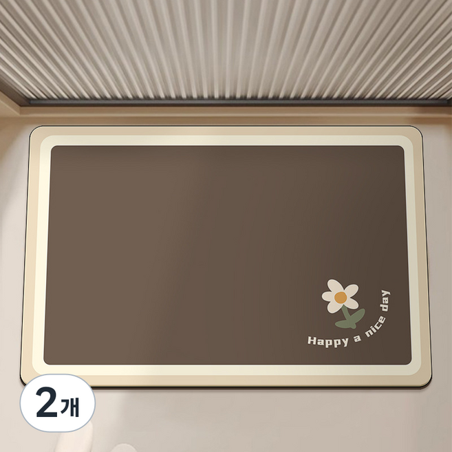 FATTYS 미끄럼방지 데이지 발매트, 2개, 사각