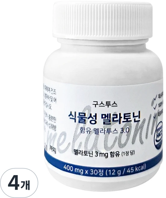 구스투스 식물성 멜라토닌 영양제 멜라투스 3mg 효과 효능 수면, 4개, 30정 - 쿠팡