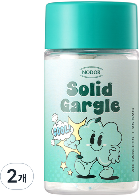 본사공식판매 노도르 고체가글 스트롱민트향 30정 입냄새 제거 구취 관리 구강청결제 휴대용 가글, 2개, 25.6g