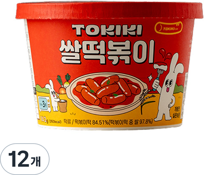 [28년전통특허] 또키키 컵 떡볶이 즉석 떡볶이 컵떡볶이 쌀떡볶이, 12개, 142g