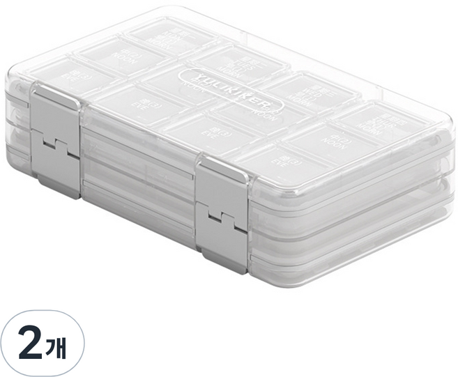 모노치 투엔티포 멀티팩 알약케이스 24칸 요일별 알약통, 스노우화이트, 2개