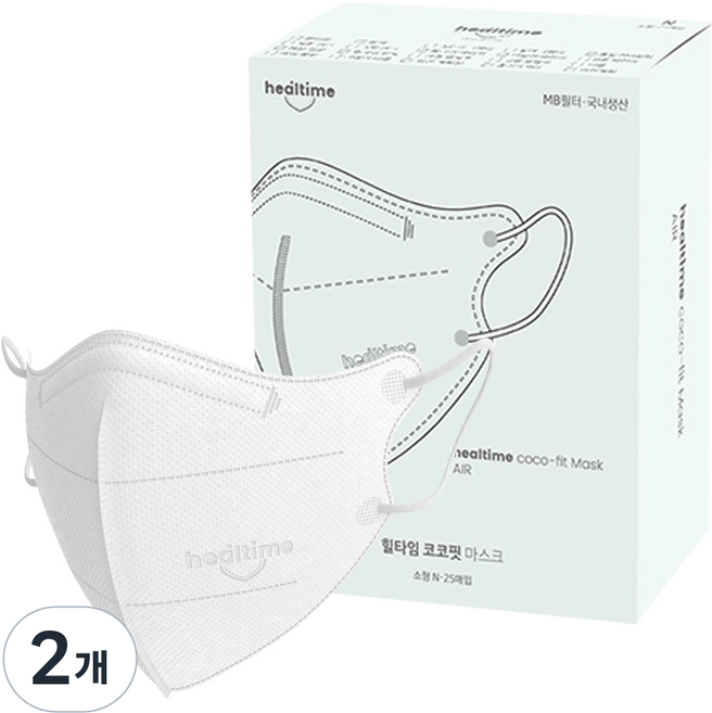 힐타임 코코핏 KF94 컬러 마스크 소형N 새부리형 숨쉬기편한, 25매입, 2개, 화이트