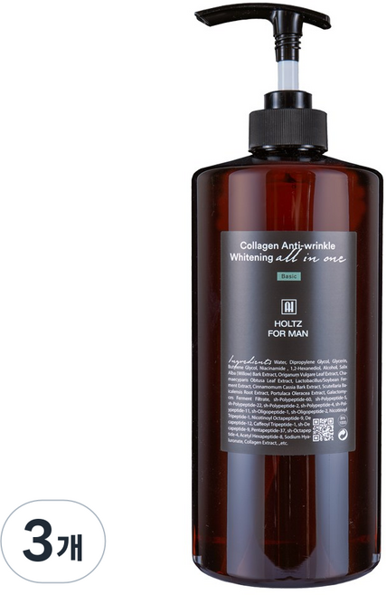 홀츠포맨 남자 올인원 화장품 1000ml 대용량 남성 주름개선 미백 보습 탄력 스킨 로션 에센스, 1L, 3개