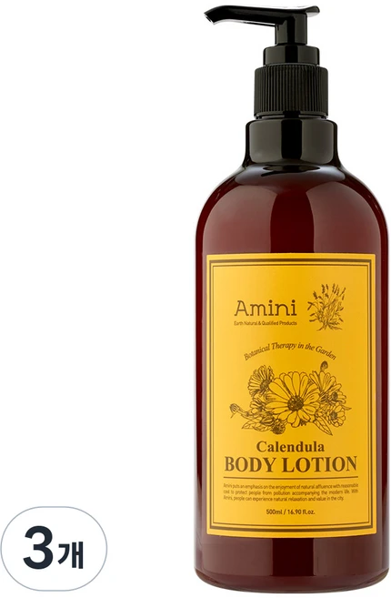 아미니 플라워 테라피 바디로션 카렌듈라, 3개, 500ml - 쿠팡
