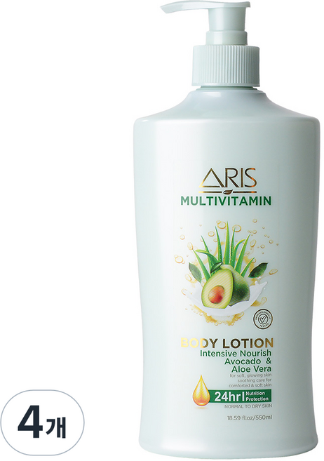 아리스 너리쉬 바디로션 아보카도 알로에베라, 550ml, 4개
