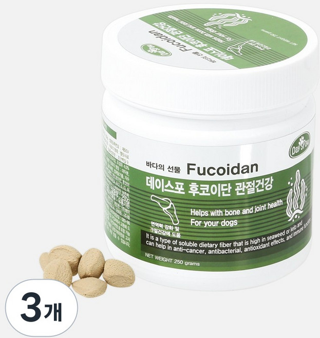 데이스포 후코이단 강아지 영양제 250g 관절 고관절 조인트, 3개, 뼈/관절강화