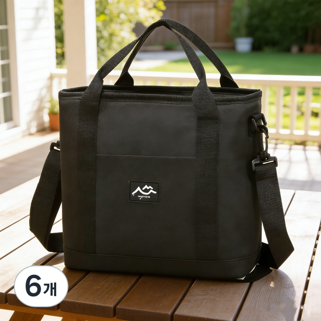 상덕 보냉백 크로스백 단열 아이스박스 도시락 가방, 블랙, 6개